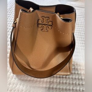 Tory Burch Brown Shoulder Bag with Logo Emblem